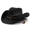 Cappelli a tesa larga Cappelli a secchiello Tessuto a mano Cowboy Cappelli da cowgirl St Cappello estivo da donna Cappello pieghevole Scava fuori Cappellino da spiaggia kaki Moda Uomo Dhz0Z