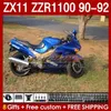 Kawasaki Ninja ZX 11 R 11R ZX-11 R ZZR1100 ZZR 1100 CC Vücut 164No.33 ZX11 R 90-92 ZX-11R ZZR-1100 ZX11R 90 91 92 1990 1991 1992 ABS Tam Kaplama Stok Mavi