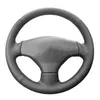 Tampa personalizada do volante de carro Anti-deslizamento de couro original Acess￳rios para carros de tran￧a de volante para Peugeot 206 2002-2006