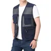 Gilets pour hommes Summer Thin Mesh Vest Hommes Loisirs de plein air Wasitcoat Multipoches Fonctionnelle Pêche Pographie Gilet Tactique Plus Taille M8XL 221206