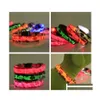 Collares para perros Correas Luminous Pet Chaplet Mti Colors Nylon Camuflaje Collar para perros Ajustable Led Light Up Perros Collares que brillan intensamente en T Dhpwa