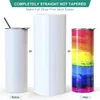 US Warehouse Sublimation Blanks Tumblers 20oz Stainless Steel Straight Blank Mugs white Tumbler with Lids and Straw Heat Transfer Gift Mug Bottles 50pcs/Carton