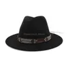 Szerokie grzbiet kapelusze wiadra czapki vintage klasyczny szeroki wełna poczuć fedora mężczyźni kobiety Panama Hat Leisure Jazz Formal Chapeau Trilby leat dhemq
