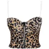 Reggiseno piccolo con stampa leopardata sexy, bellissimo gilet posteriore da donna, reggiseno integrato con gilet corto slim fit