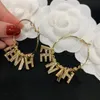 Fashion letter hoop diamond orecchino aretes orecchini designer errings per le donne amanti del matrimonio regalo gioielli con scatola