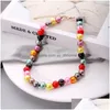 Chokers Mticoloured Large Imitation Pearl Choker Necklace For Women Vintage Colorf Plastic Bead Collarbone Jewelry Drop Delivery Nec Dhouk