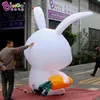 3 wysokość Outdoor Giant Inflatible Animal White Rabbit Holding Marchew Cartoon Chracter na wydarzenie reklamę wielkanocną Dekorację wielkanocną z Air Blower Toys Sport