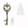 Abridores de garrafa de chave de esqueleto vintage favores de casamento decoração rústica com bolsa branca e carteira de etiqueta de acompanhante kdjk2212