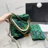 22K Womens Tweed Mini 22 Shopping Bags With Pearl Chain Handle Totes Gold metal Matelasse Crossbody Shoulder Pocket Outdor Sacoche Handbags With Pouch 7 Colors 20CM