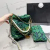 22k Damen Tweed Mini 22 Einkaufstaschen mit Perlenkettengriff Totes Gold Metall Matelasse Crossbody Schultertasche Außensakoche Handtaschen mit Beutel 7 Farben 20 cm