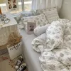 Bedding Sets Literary Style Retro Set Floral Quilt Cover Pillowcase Striped Bed Sheet Cotton 4pcs Ure Pastoral Printing Cute