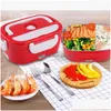 Lunchlådor Väskor Plug i Lunch Box Split Style Heat Conservation Solid Color Rec Boxar Uppvärmning Portable Dinner Hink Easy Clean 22HB Dhuzr