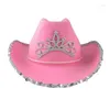 Bérets rose Cowboy Cowgirl chapeau Western diadème pour femmes fille casquette vacances Costume fête habiller