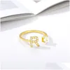 Anneaux De Mariage Zircon Lettre Initiale Anneaux De Mariage Pour Les Femmes En Acier Inoxydable Or Anneau D'ouverture Réglable Femme Bijoux Cadeau 470 D3 Dhqib