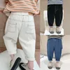 Trousers Baby Boy Girl Loose Jeans Fashion Korean Style Casual Solid Color Spring Autumn Children's Denim Pants For 1 7 Years 221207