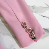 Dames039s pakken roze elegante vrouwelijke blazer vintage reverspaneel modieus slank kantoor zakelijk pak vrouwen americana mujer6667457