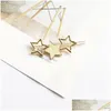 Hårklipp Barrettes Barrettes smycken Drop Delivery 2021 Korean Round Star Clips for Women Vintage Geometric Alloy Hairband Elega Dhhye