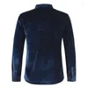 Men's Casual Shirts Men Velvet Man Solid Shirt Men's Stand Collar Long Sleeve Fashion Clothing