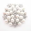 Fashion Vintage Silver Tone Faux Pearl Crystal Flower Pin Brooch Costume Broach Imitation Pearl Flower Bridal Bouquet Pin Wedding jewelry