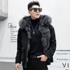 Real Fur Jackets Mens Fur Parkas Winter Denim Coat and Jacket Hoodies Warm Thick Outerwear Streetwear Windproof Topps Stor storlek XXXXL