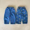 Spodnie jesień unisex moda drukowana dżinsy chłopcy i dziewczęta proste dżinsowe spodnie 1 6y 221207