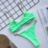 Bras Sets Bikini Push Up 2019 Seksowne kobiety stroje kąpielowe kąpielowe żeńskie solidne stringi zamki brazylijskie zestaw do kąpieli T221206