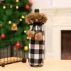 Christmas Wine Bottle Cover Champagne Bottle Bag Plaid for Party Home Decoration Decorations