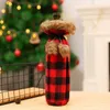 Christmas Wine Bottle Cover Champagne Bottle Bag Plaid for Party Home Decoration Decorations