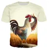 Hommes T-shirts Personnalité De La Mode Drôle De Poulet Graphique Hip Hop Street Style Harajuku Imprimé T-shirts D'été Casual Humour Hommes O-cou Top