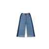 Trousers Autumn Kids color contrast wide leg denim pants Girls loose all match rough selvedge jeans 221207