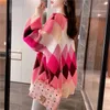 Women s Knits Tees Sweater Cardigan Knitted Coat V neck Plaid Thermal Korean Fashion 221206