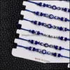 Charm Bracelets Couples Women 12Pcs/Sets Blue Turkish Evil Eye Charms Bracelets Crystal Bead Adjustable Rope Chain Anklets Child Gir Dhvaf