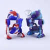 Robot Shape Glass Water Bong Pipe Silicone Smoking Pipes Oil Burner Creative Design Bubbler Bongs with glass bowl