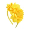 Hair Accessories 3.7 Inch Solid Big Flower Headband Band For Children Girls Bows Hoop Grosgrain Ribbon Handmade