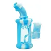 Colorful Silicone Mini Hookah Style Glass Pipes Kit With Handle Bowl Dry Herb Tobacco Filter Waterpipe Shisha Smoking Cigarette Bong Holder Handpipes
