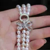 Fashion Jewelry 3rows freshwater pearl white 7-8mm necklace 17-19inch