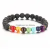 Top Plaza Hommes Femmes 8mm Colorf Lava Rock Perles Chakra Bracelet Noir Énergie De Guérison Pierre Pierre Précieuse Drop Livraison Bijoux Brace Dhkex