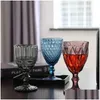 Wine Glasses Sublimation Flask Retro Embossed Red Wine Glass Engraved Household Juice Drink Champagne Goblet Combination Inventory W Dhdzj