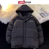 Hommes vers le bas Parkas LAPPSTER hommes solide coloré coton veste d'hiver Harajuku mode coréenne bulle manteau mâle Vintage à capuche Puffer 221207