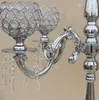 Decorazione per feste Elegante 75 cm di altezza Argento 5 bracci Candelabri per matrimoni Supporto per fiori Centrotavola in cristallo 10 pezzi / lotto