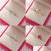 Wedding Rings Fashion Crystal Zircon Wedding Rings Sweet Flower Leaf Butterfly Adjustable Open Ring Female Engagement Jewelry Gift 1 Dhhwp