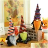 Autres fournitures de fête festives Décorations d'Halloween Chauve-souris araignée Skl Chapeaux rayés décoratifs Festival de fête Poupées en peluche Gnome Cadeaux H Dh9Ze