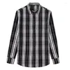 Men's Casual Shirts Chenille Plaid Shirt Easy Care Formal Business Button Up Men's Single Pocket Long Sleeve For Men