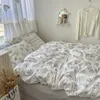 Ensembles de literie Style littéraire rétro ensemble Floral housse de couette taie d'oreiller rayé drap de lit coton 4 pièces Ure pastorale impression mignon