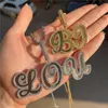 Letras iniciais personalizadas Nome de colar pendente colar de ouro coloras mulheres jóias femininas hip hop adorável presente de bricolage