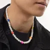 Collana girocollo corta con perle/fiori per uomo Catene con perline Boho sul collo Collare per gioielli alla moda Accessori alla moda Regali