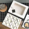 Brocada de presente 50pcs Cupcake Box com janela White Brown Kraft Papel