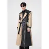 Men's Trench Coats Retro Vintage Men Double Breasted Pu Leather Luxury Male Loose Faux Overcoats