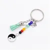 Keychains Lanyards Yoga Yinyang 7 Chakra Bead Keychain Key Rings ge￯nspireerde mode -sieraden voor vrouwen cadeau drop levering accessoires Dhdeh