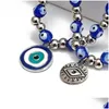 Beaded Blue Evil Eyes kralen strengen bedelarmbanden mode rek sier bead armband armband knabkleve gelukkige Turkse hanger sieraden toegang dhpnl